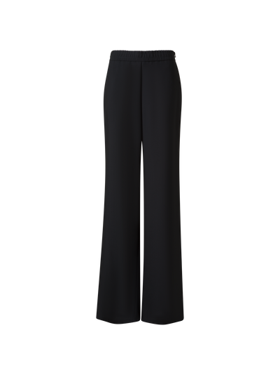 Designer Gerade Hose aus Cool Wool mit elastischem Bund - Schwarz