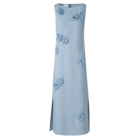 Midi-Leinen-Kleid mit 3D Carnation-Applikation