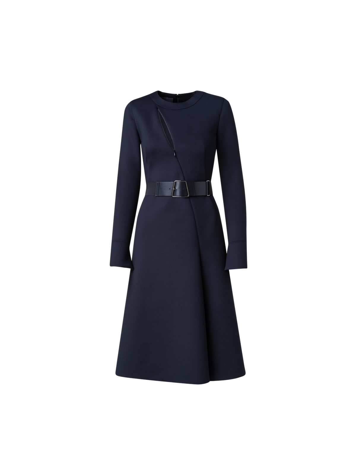 Designer Neopren-Kleid in A-Linie - Schwarz