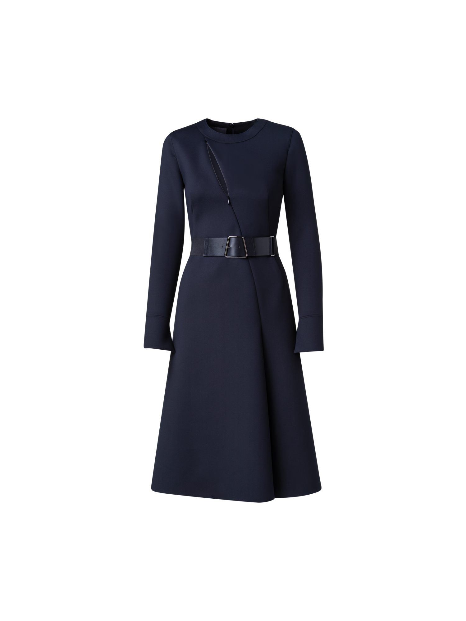 Designer Neopren-Kleid in A-Linie - Schwarz