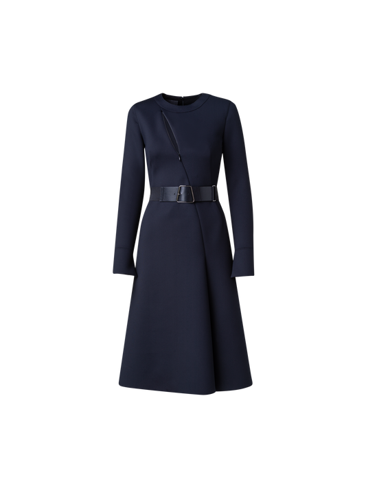 Designer Neopren-Kleid in A-Linie - Schwarz