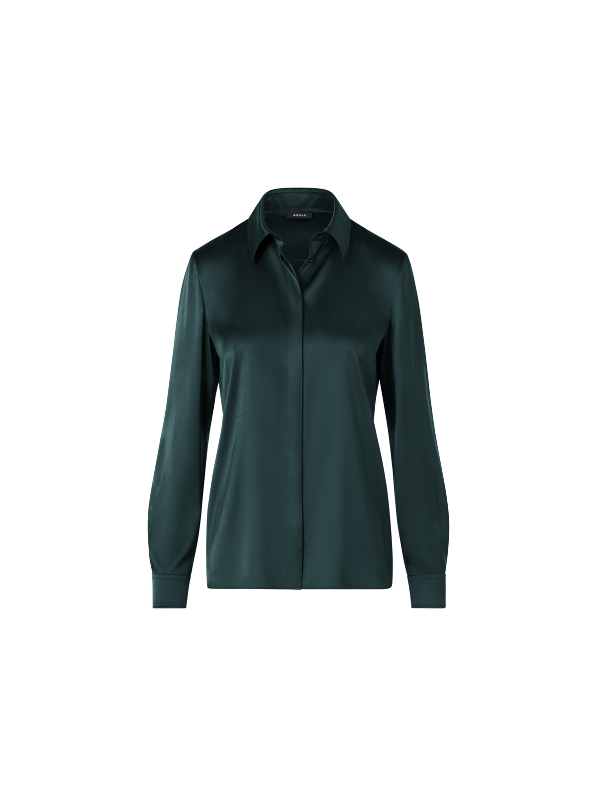 Designer Bluse aus Seidensatin mit Stretch - Grün