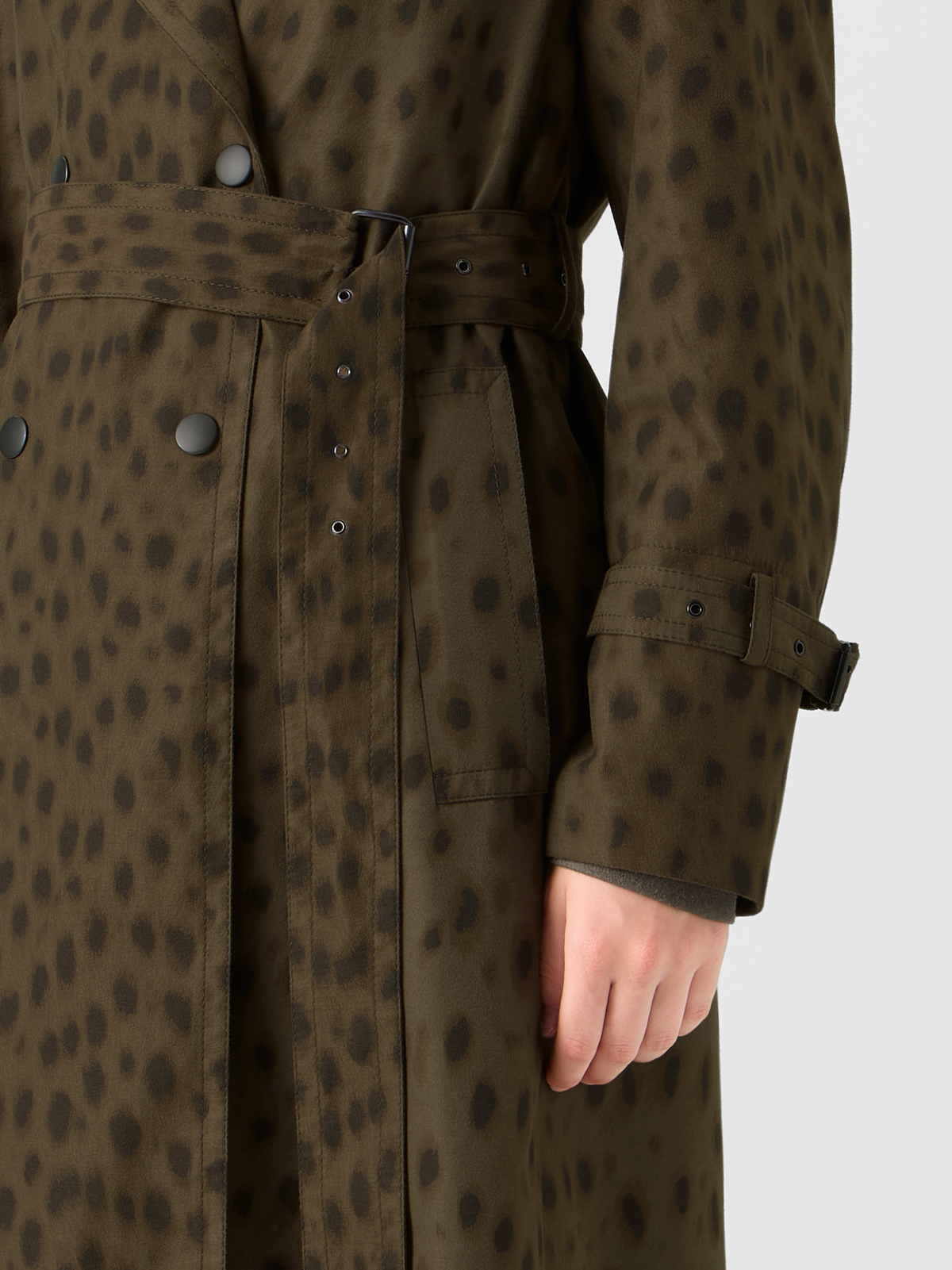 Designer Langer Trench Mantel in Leopard Print - Braun #editorial