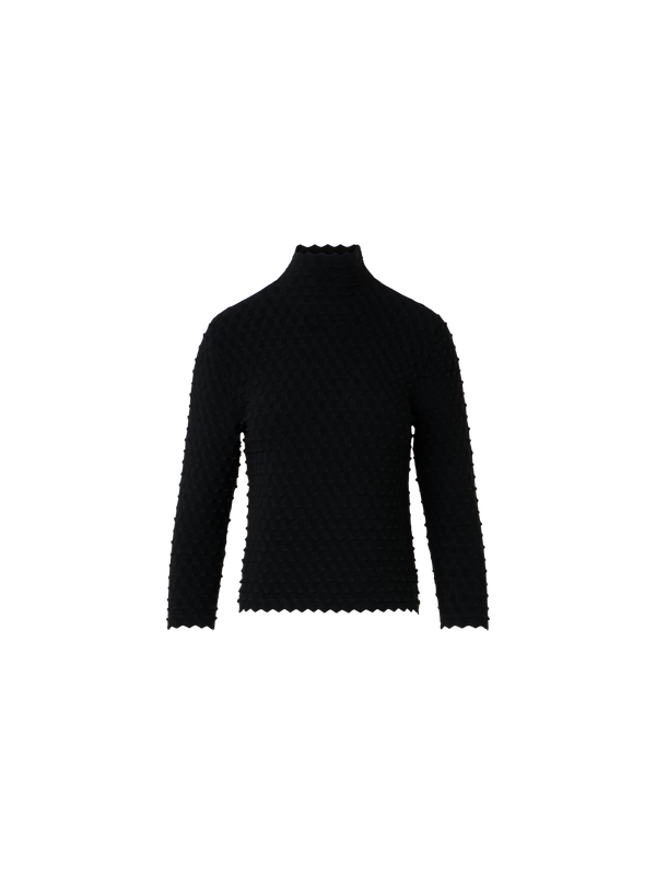 Designer 3D-strukturierter Viskose-Strickpullover - Schwarz
