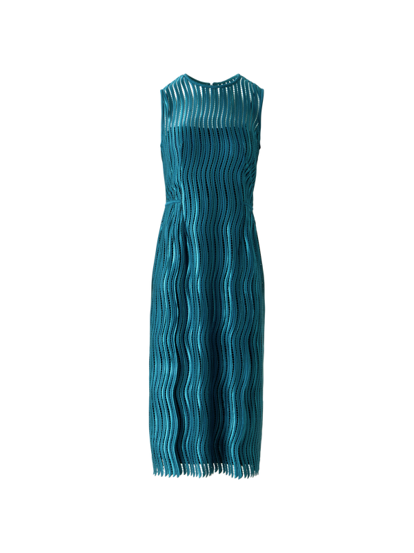 Designer Etuikleid aus Wave-Guipure - Grün