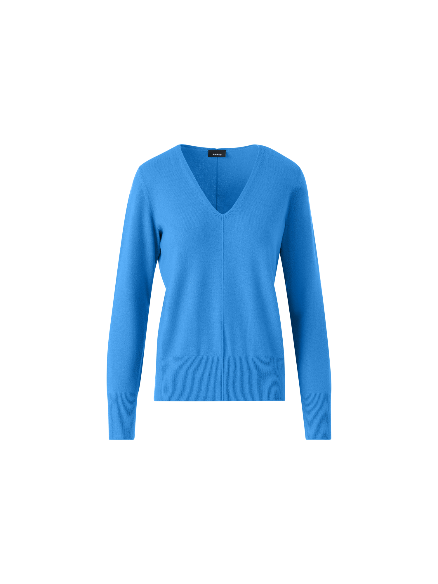 Designer Pullover mit V-Ausschnitt aus reinem Kaschmir - Blau