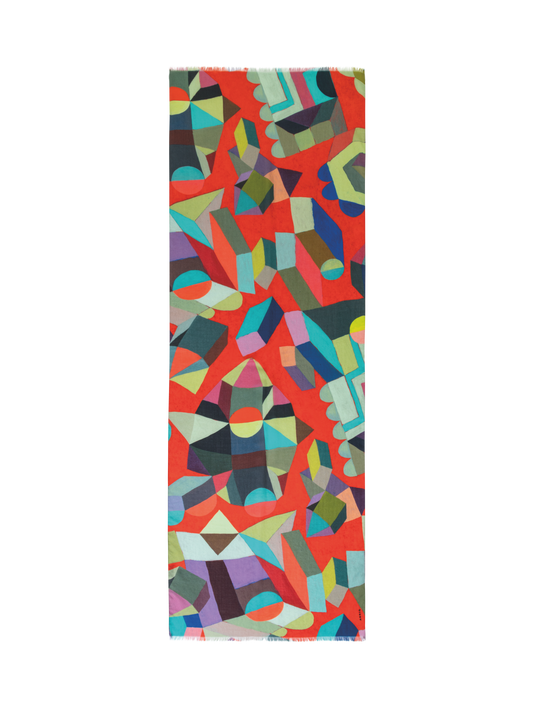 Designer Kaschmirseidenschal mit Indian Summer-Druck - Bunt