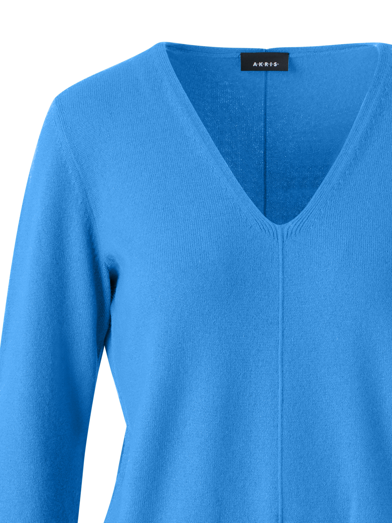Designer Pullover mit V-Ausschnitt aus reinem Kaschmir - Blau