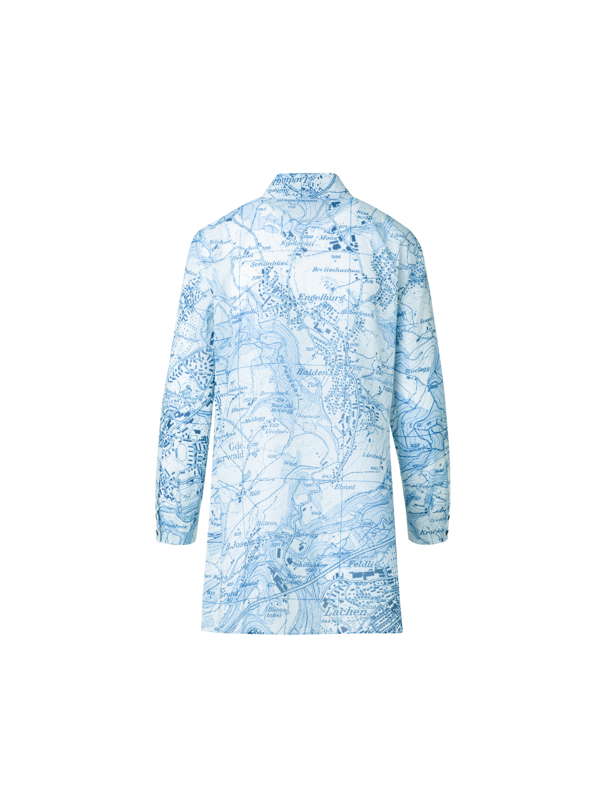 Designer Tunikabluse mit St. Gallen Map Druck - Blau - Bunt