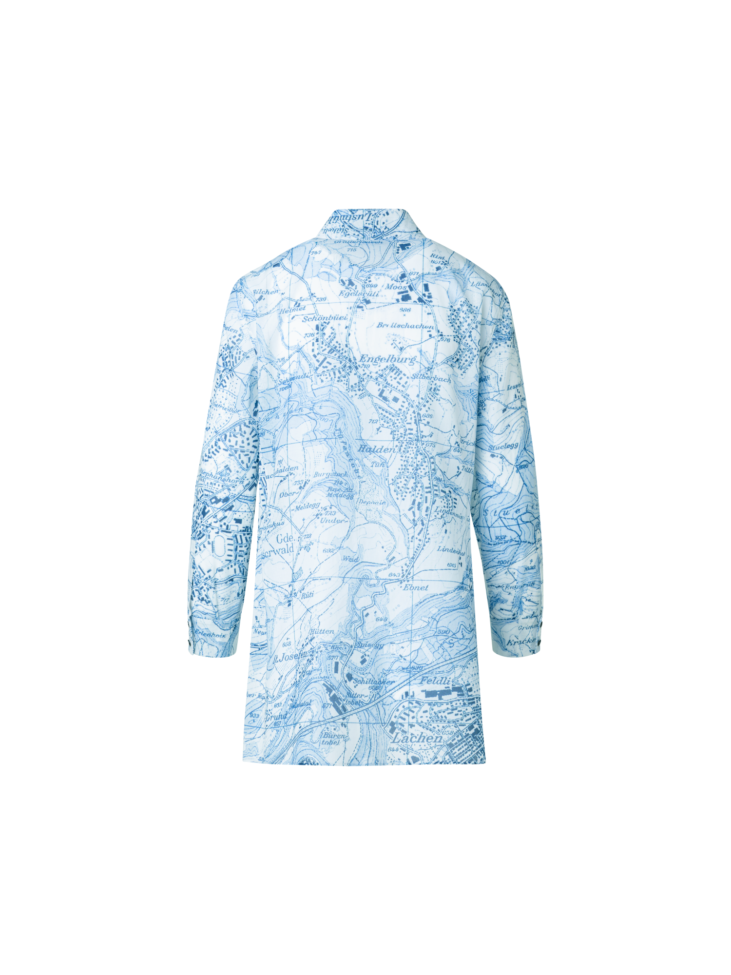 Designer Tunikabluse mit St. Gallen Map Druck - Blau - Bunt