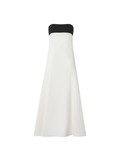 Designer Trägerloses Midikleid aus Denim - Ecru