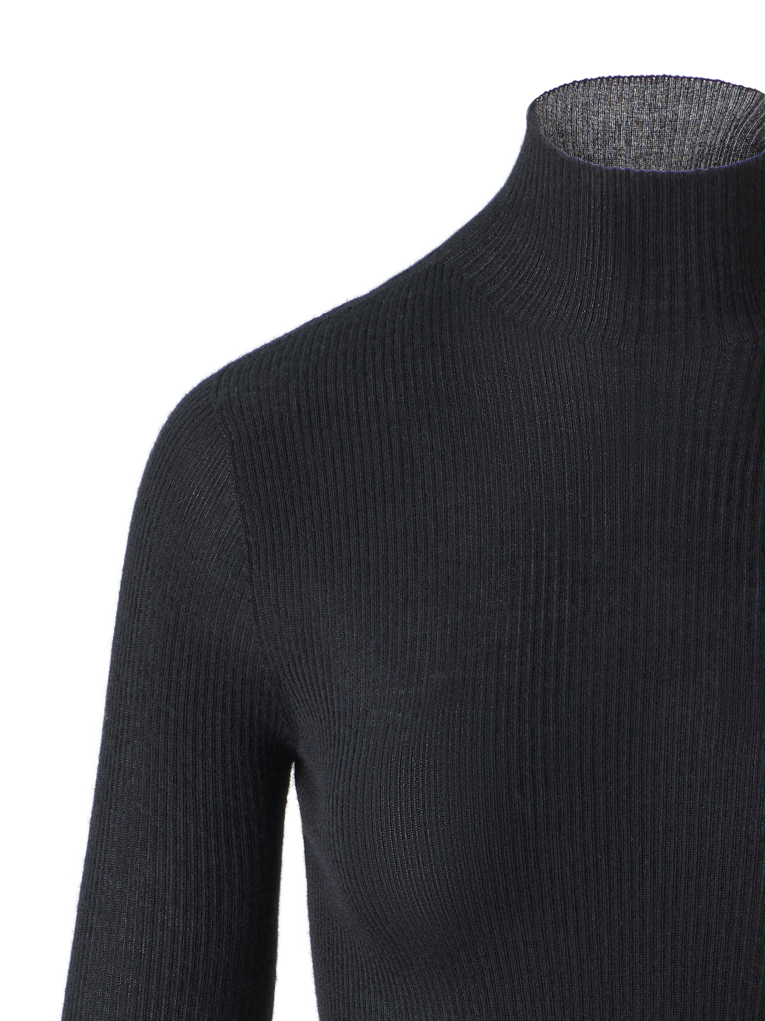 Designer Kaschmir-Seiden-Strickpullover mit Stehkragen - Schwarz