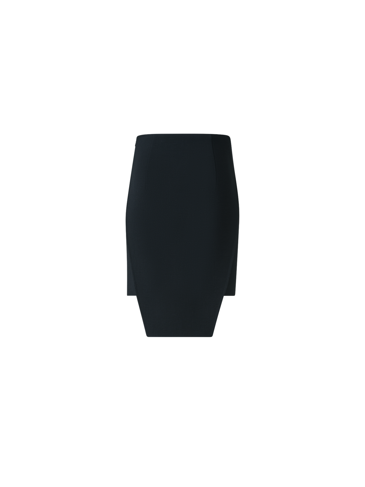 Designer Wollcrêpe Doubleface Minirock mit Schürze - Schwarz