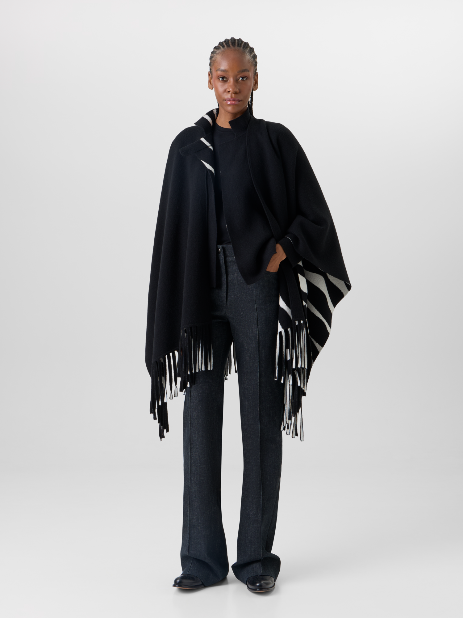 Designer Strickcape aus Kaschmir-Doubleface - Bunt 