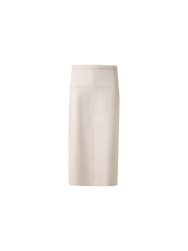 Designer Leder-Bleistiftrock - Grau - Beige