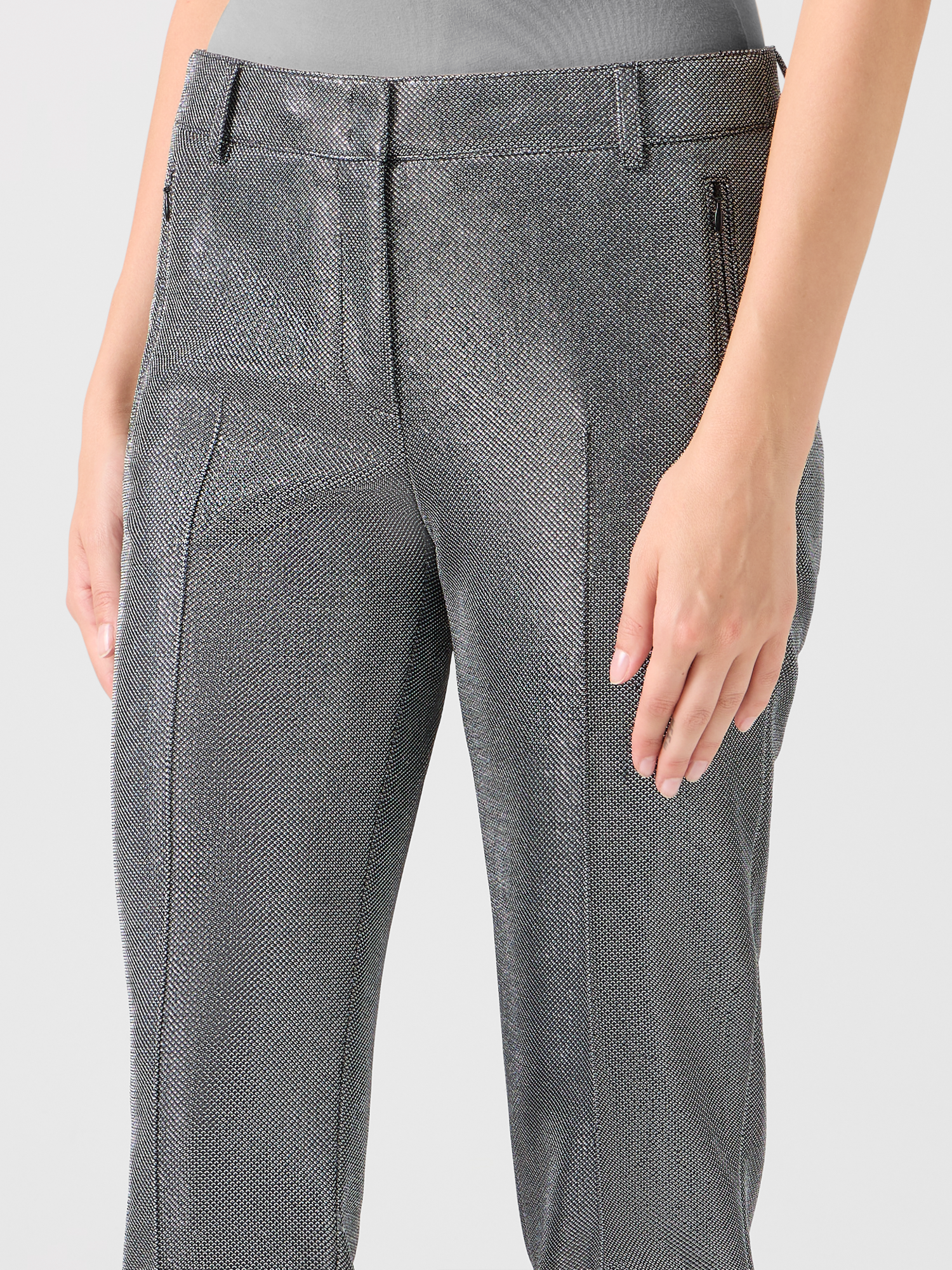 Designer Hose aus Metallic-Birdseye-Jersey - Grau 