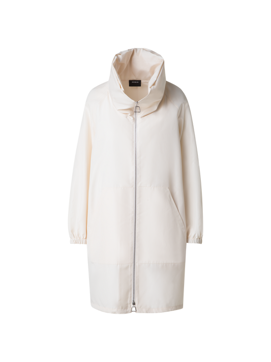 Designer Seiden-Taft-Parka mit Kapuze - Ecru - Weiss