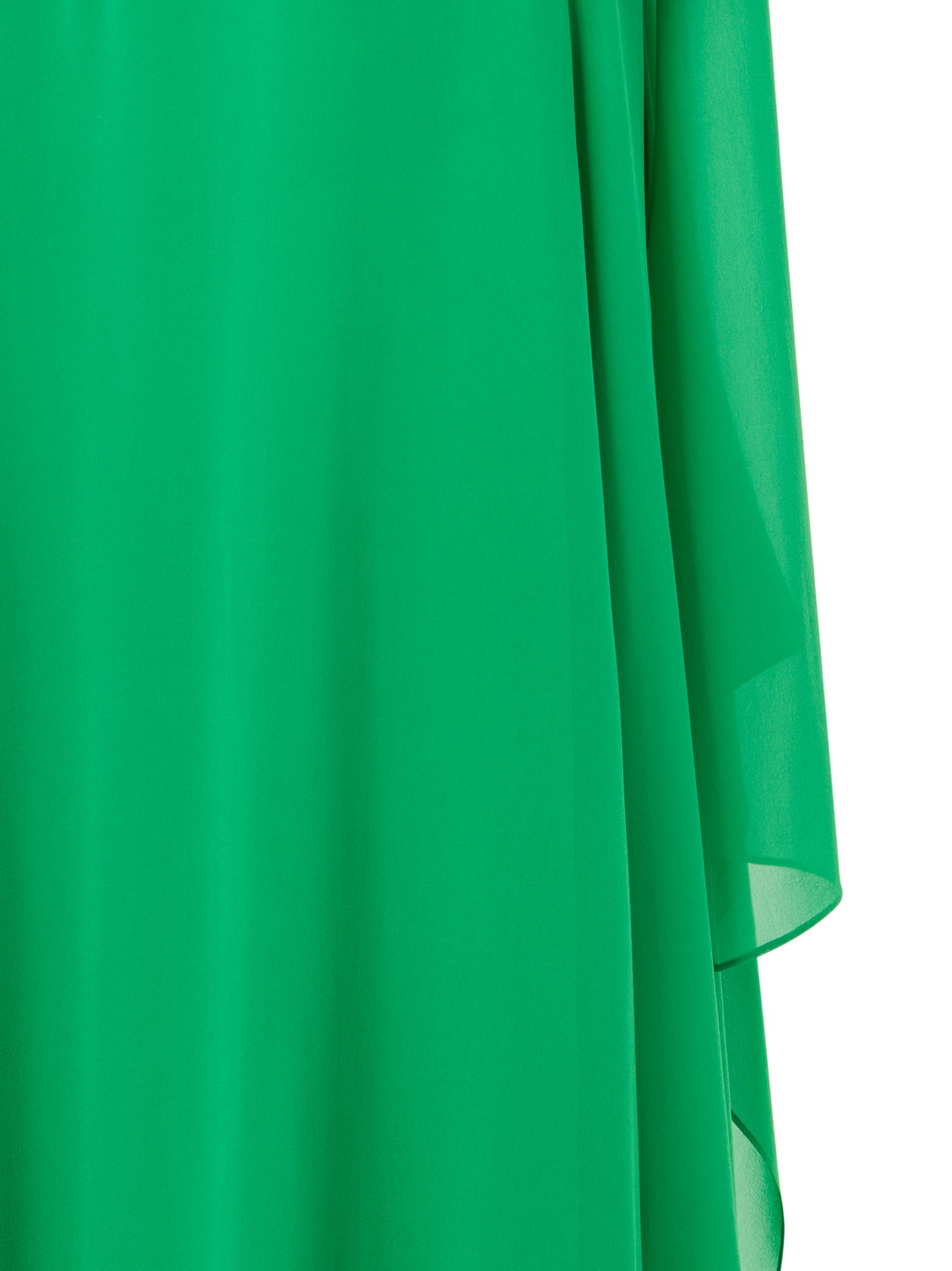 Designer Asymmetrische Robe aus Seiden-Georgette mit Cape-Ärmeln - Grün