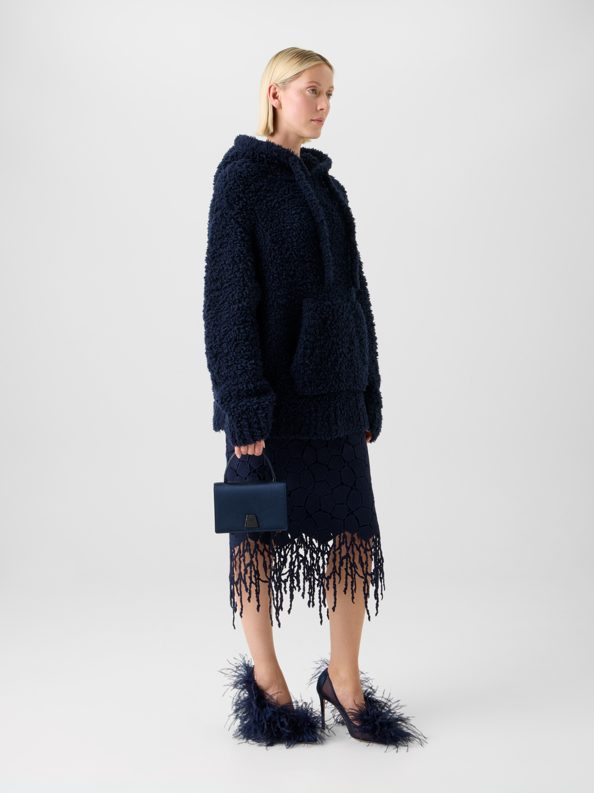 Designer Alice Mini Henkeltasche aus Satin - Dunkelblau #editorial