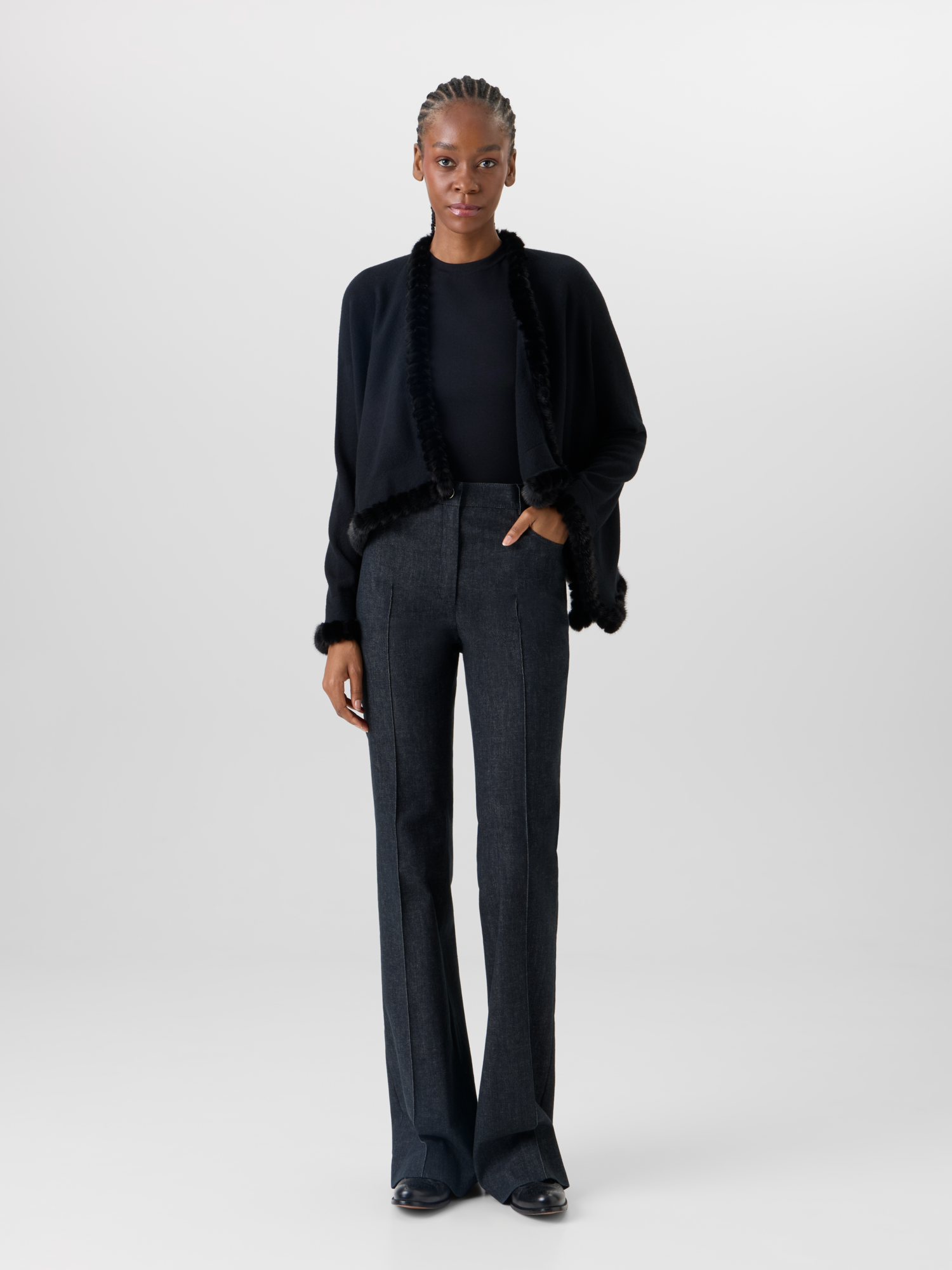 Designer Strickbolero aus Kaschmir-Seide - Schwarz 
