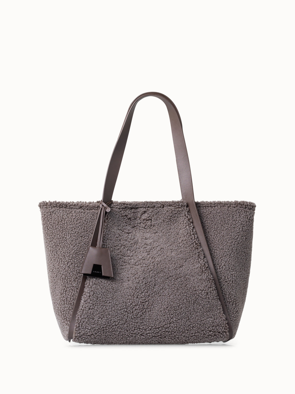 Shearling Medium Tote Bag - grey - brown