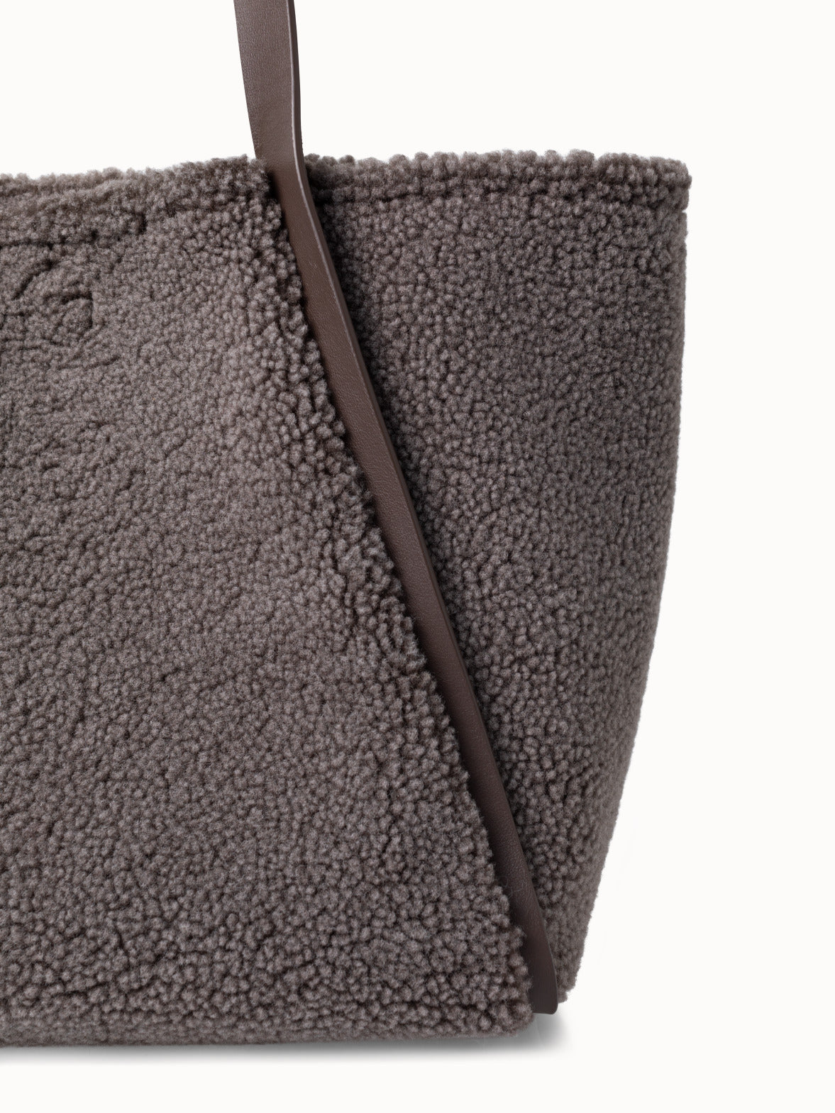 Shearling Medium Tote Bag - grey - brown
