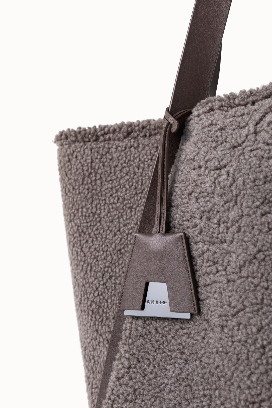 Shearling Medium Tote Bag - grey - brown
