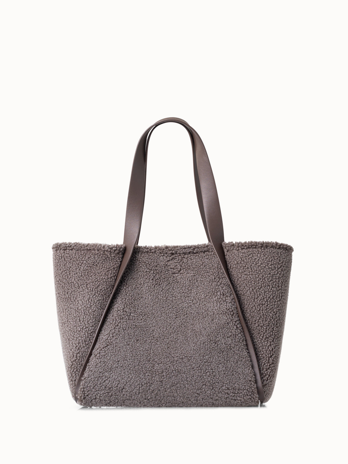Shearling Medium Tote Bag - grey - brown