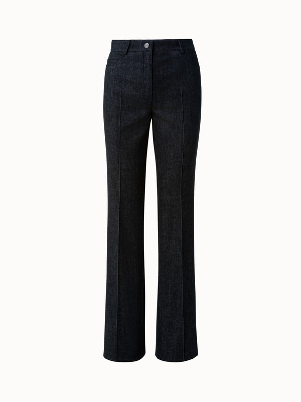 Stretch Denim Bootcut Hose - Schwarz