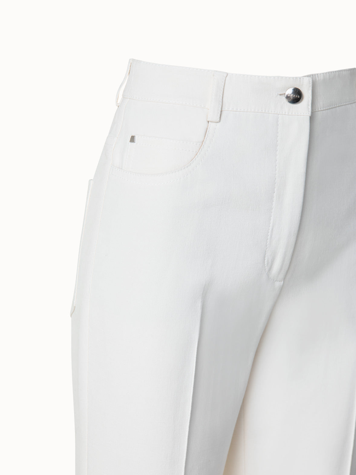 Bootcut Hose aus Baumwoll-Seiden-Stretch-Doubleface - Ecru