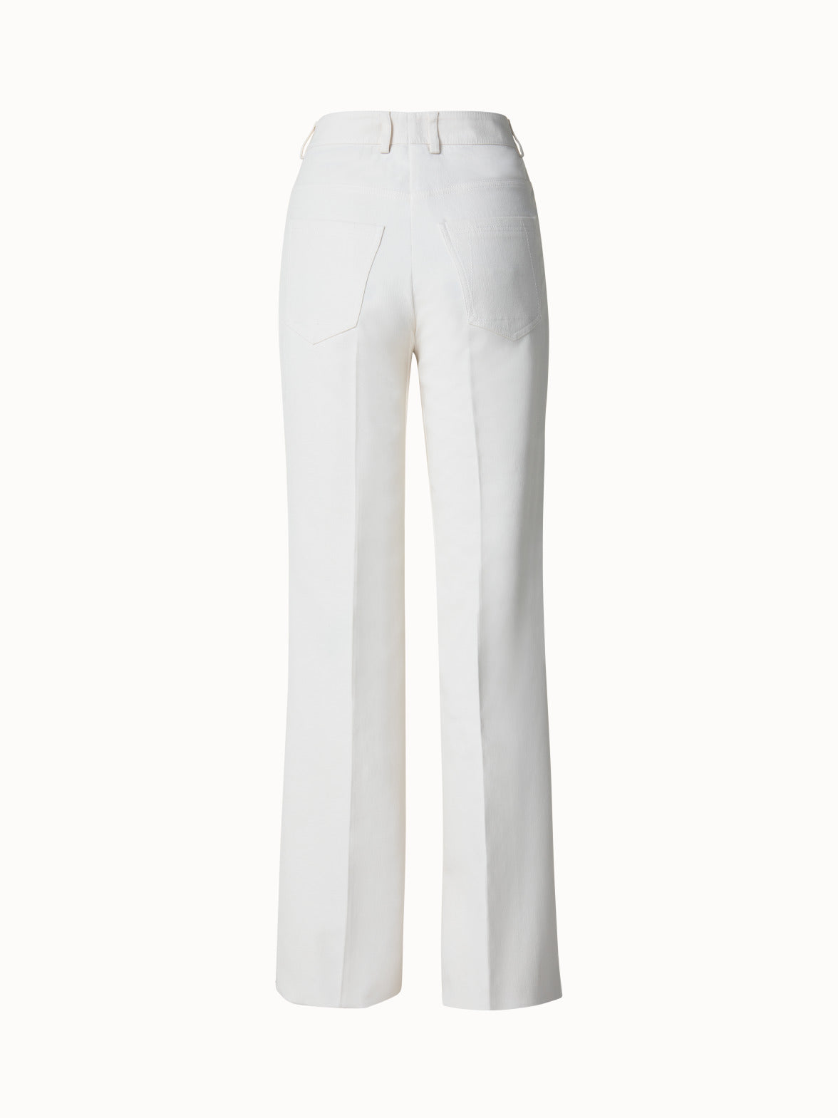 Bootcut Hose aus Baumwoll-Seiden-Stretch-Doubleface - Ecru