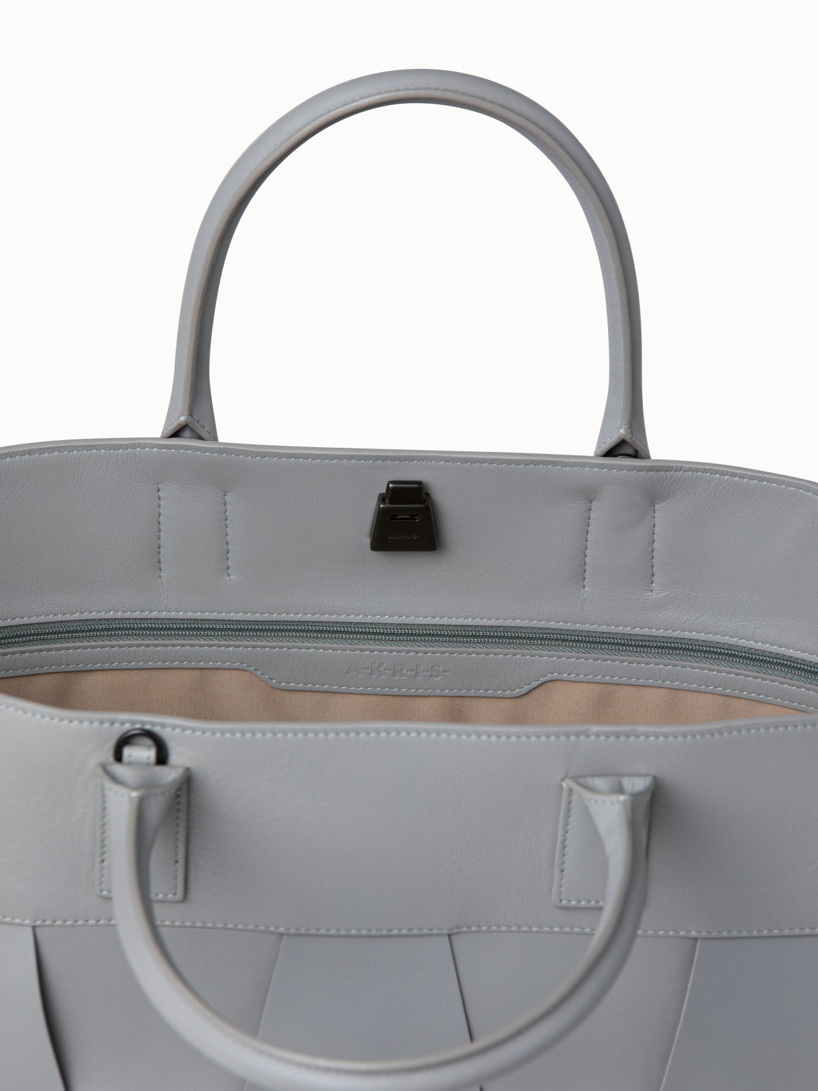 Medium Leather Crossbody Braided Trapezoid Handbag - grey