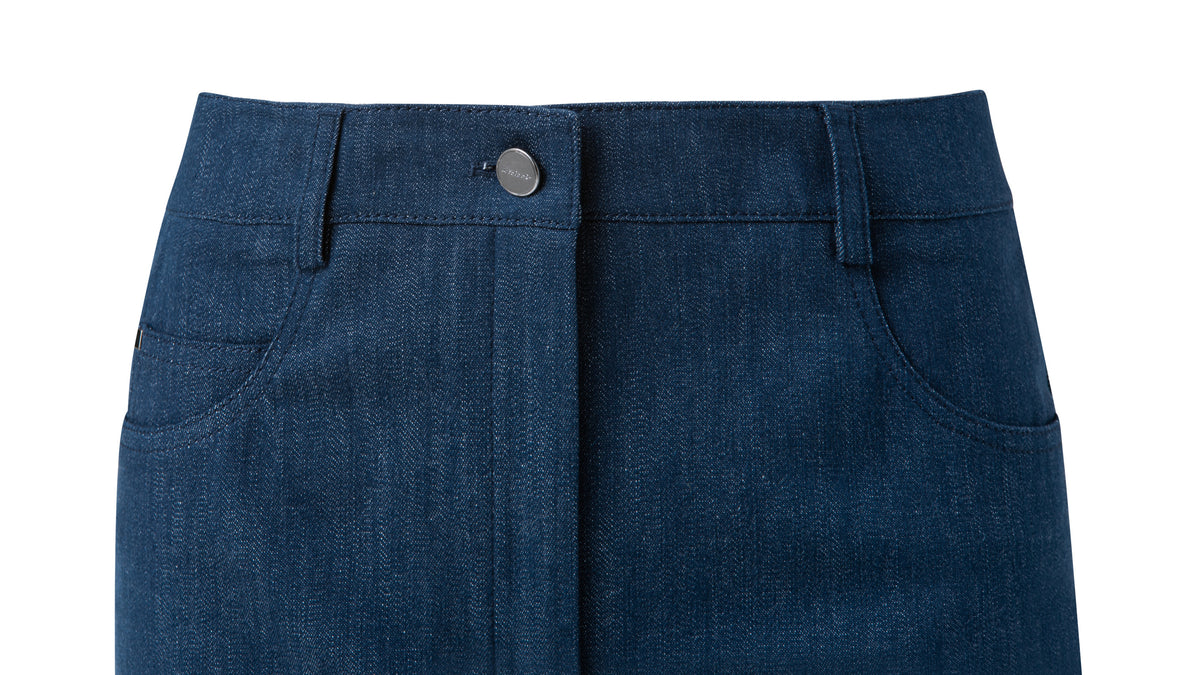 Stretch Denim Bootcut Hose - Blau