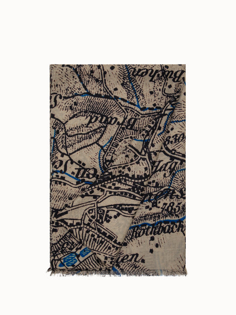 Schal aus Kaschmir und Seide mit St.Gallen Map Druck