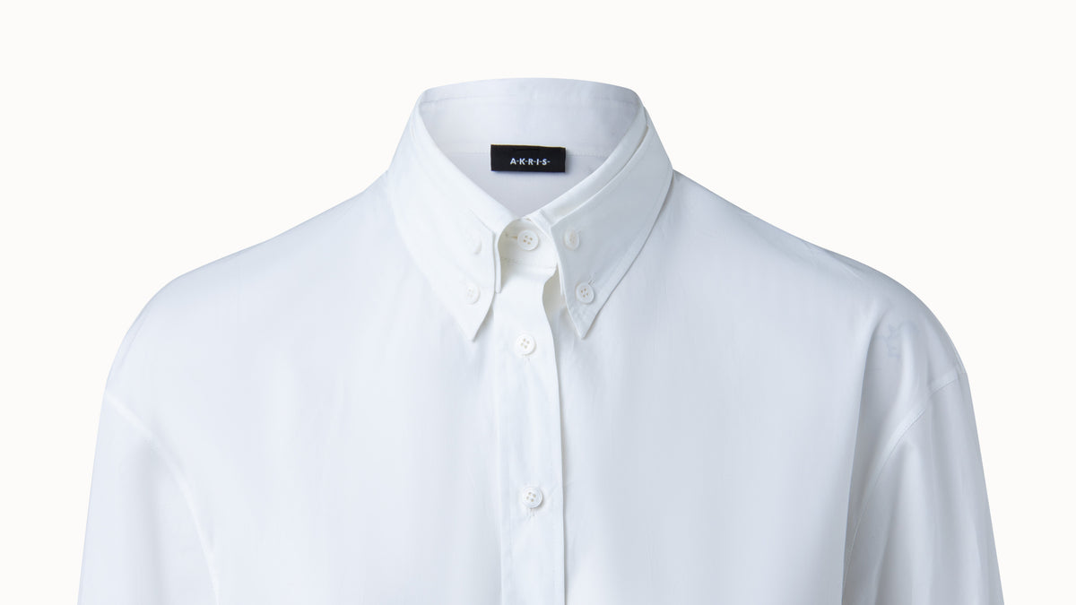 Cotton Poplin Trapezoid Pocket Shirt Jacket - ecru - white