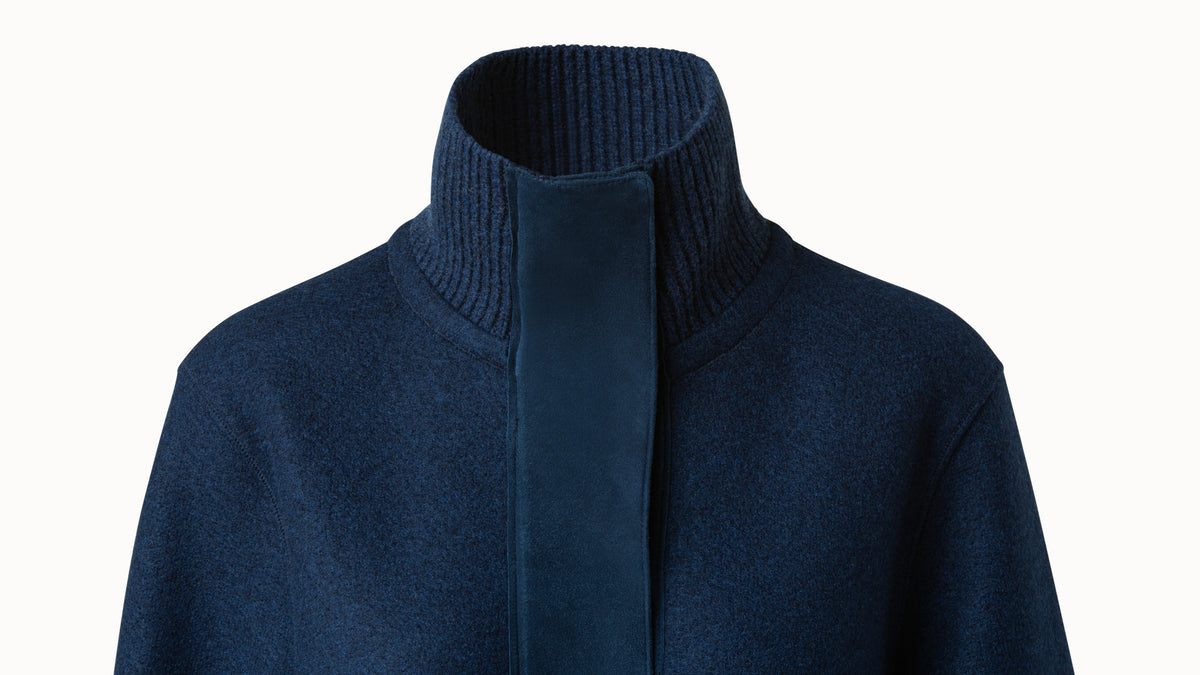 Cashmere Jersery Suede Pocket Jacket - blue