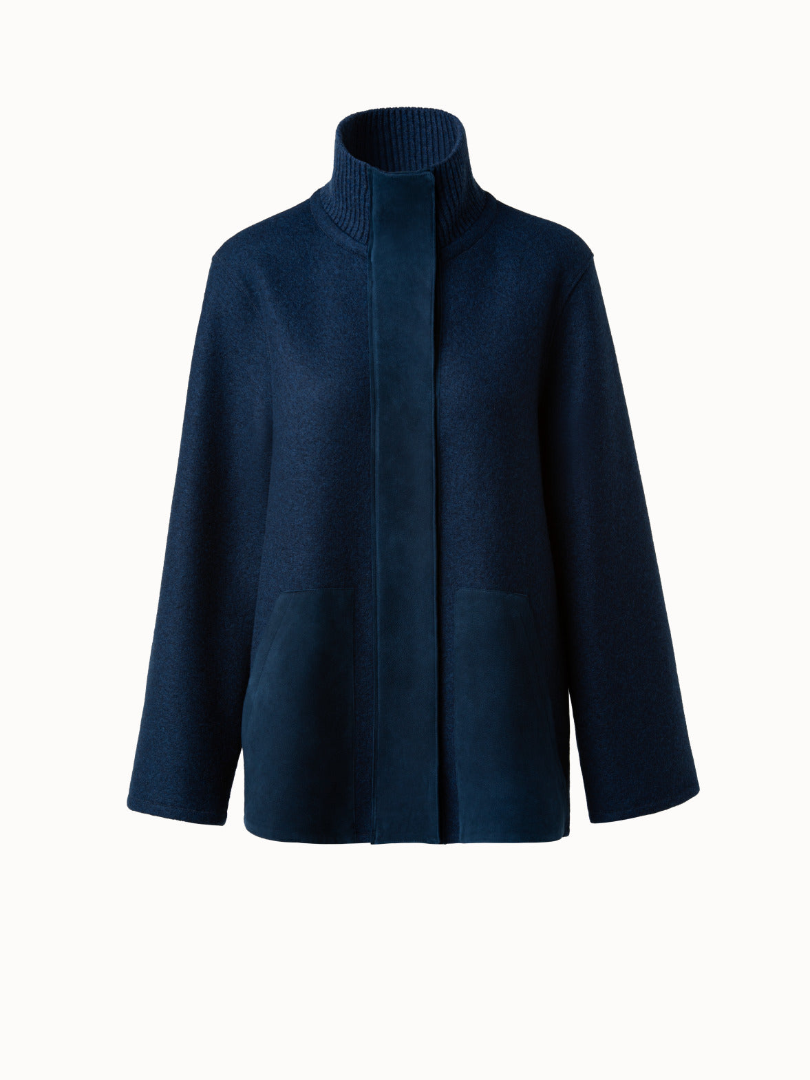 Cashmere Jersery Suede Pocket Jacket - blue