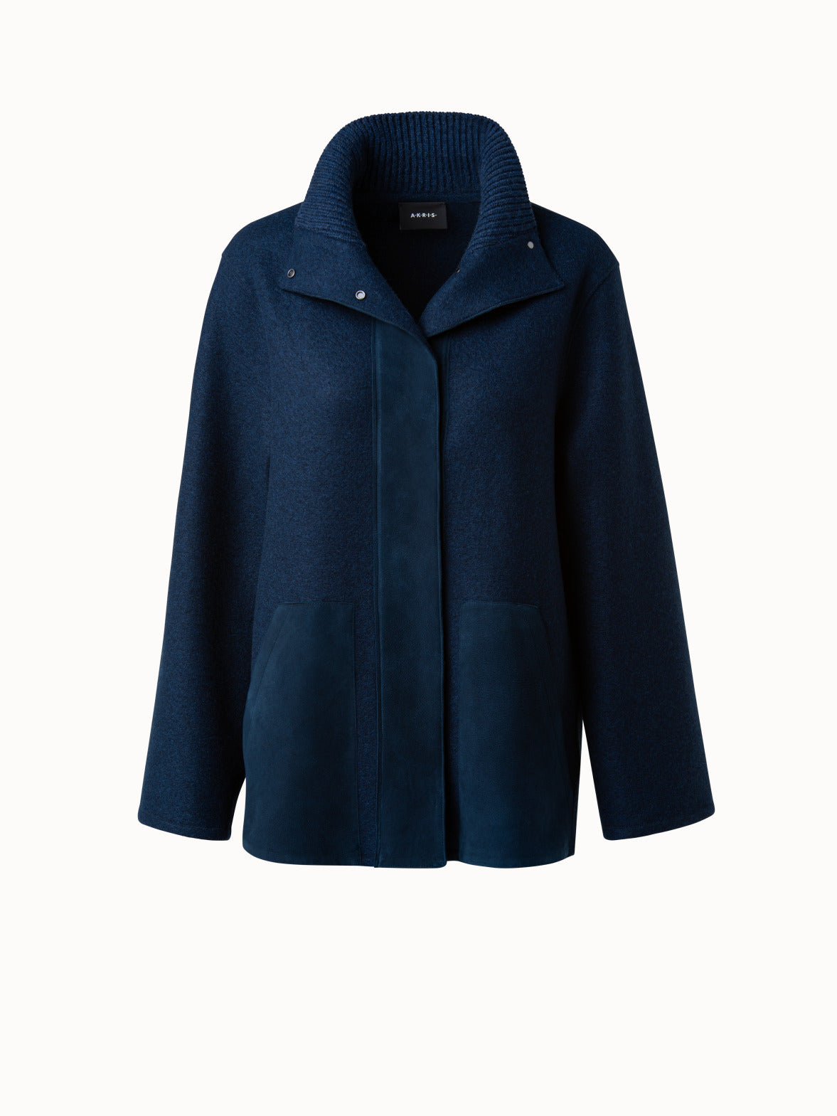 Cashmere Jersery Suede Pocket Jacket - blue
