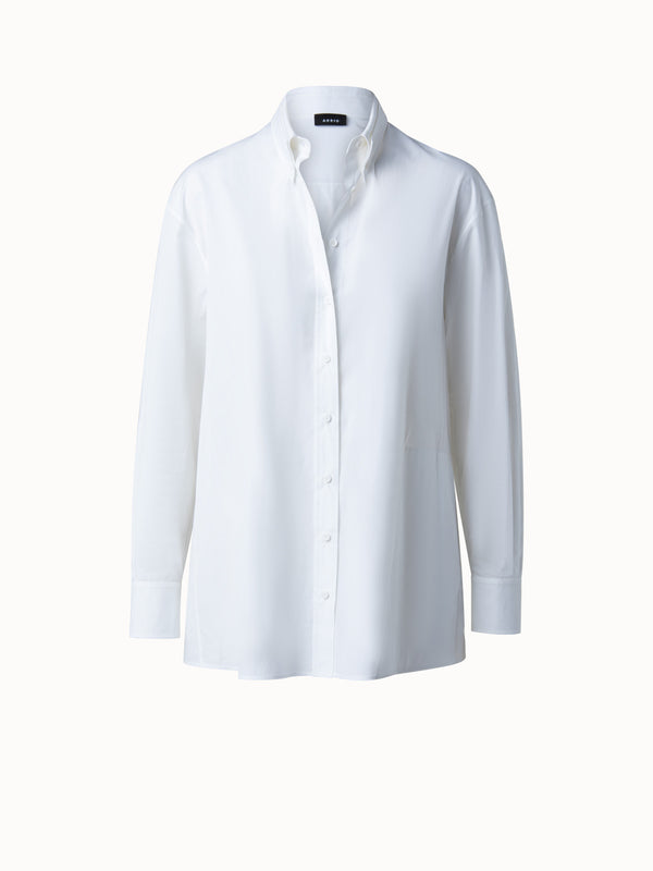 Cotton Poplin Trapezoid Pocket Shirt Jacket - ecru - white