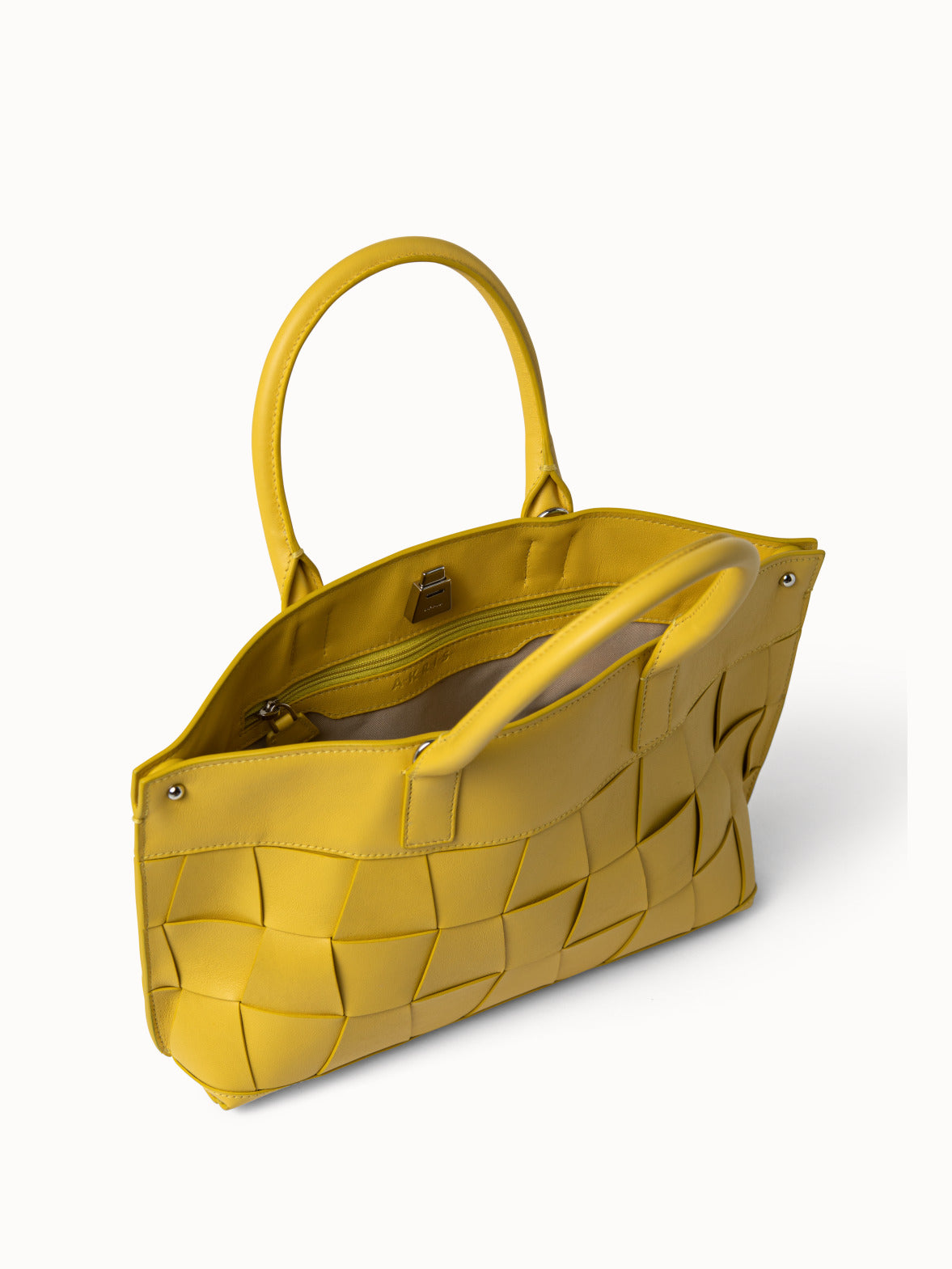 Little Messenger Bag in Braided Trapezoids - yellow