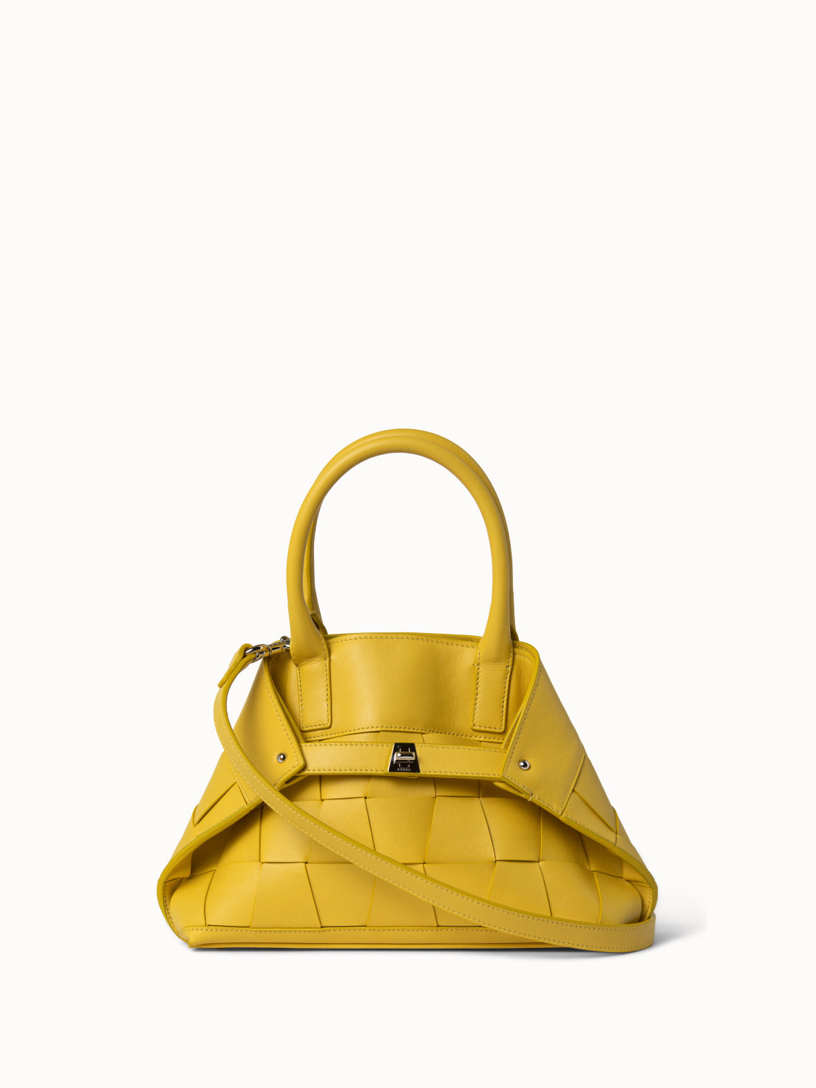 Little Messenger Bag in Braided Trapezoids - yellow