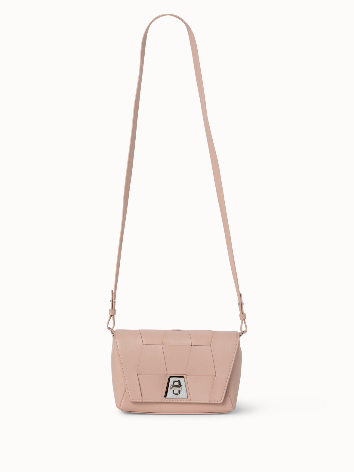 Small Anouk Day Bag in Braided Leather Trapezoids - pink