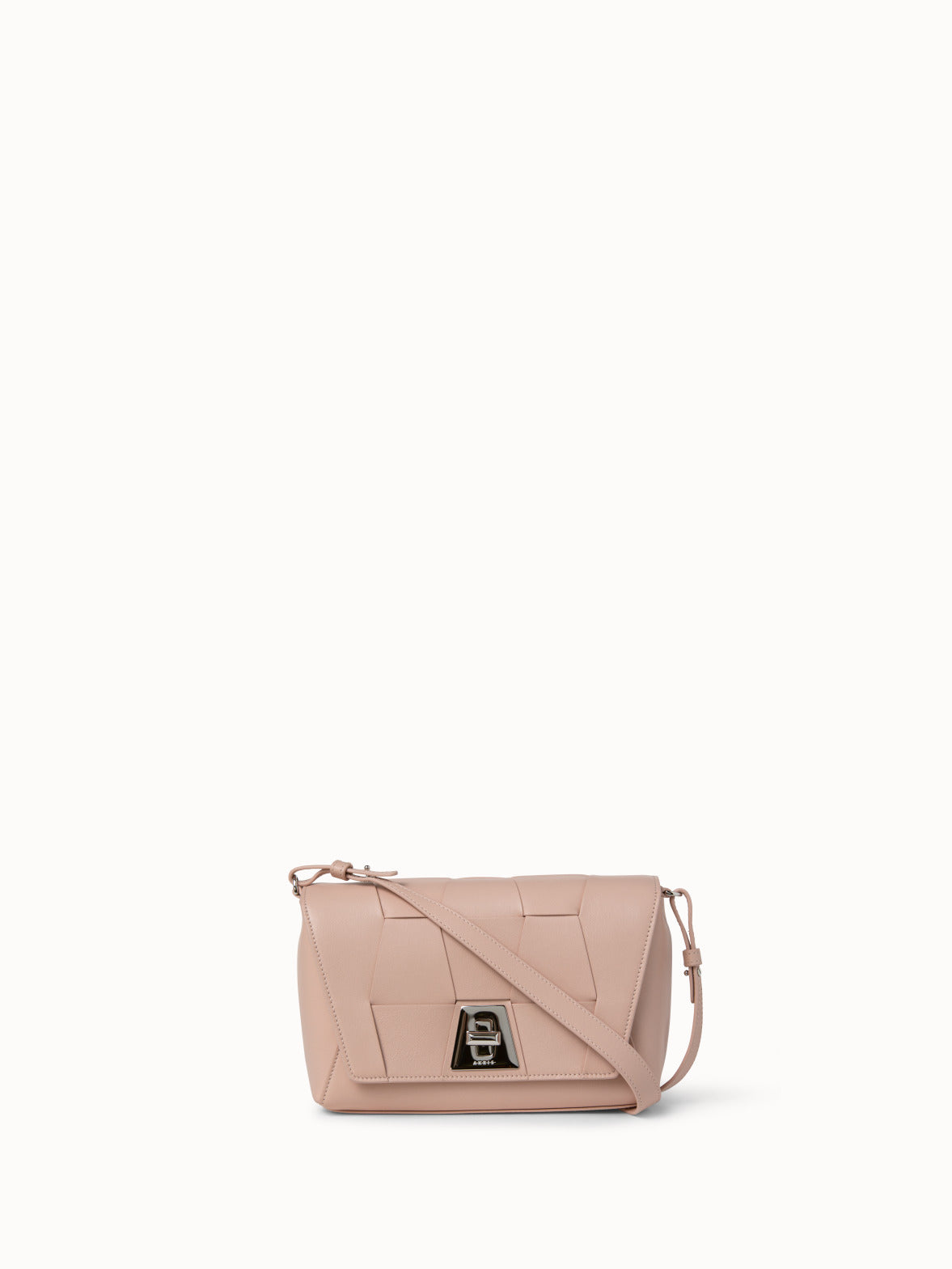 Small Anouk Day Bag in Braided Leather Trapezoids - pink