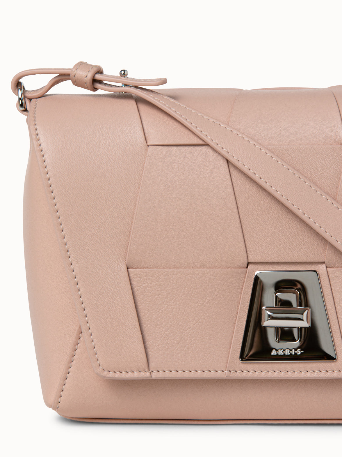 Small Anouk Day Bag in Braided Leather Trapezoids - pink