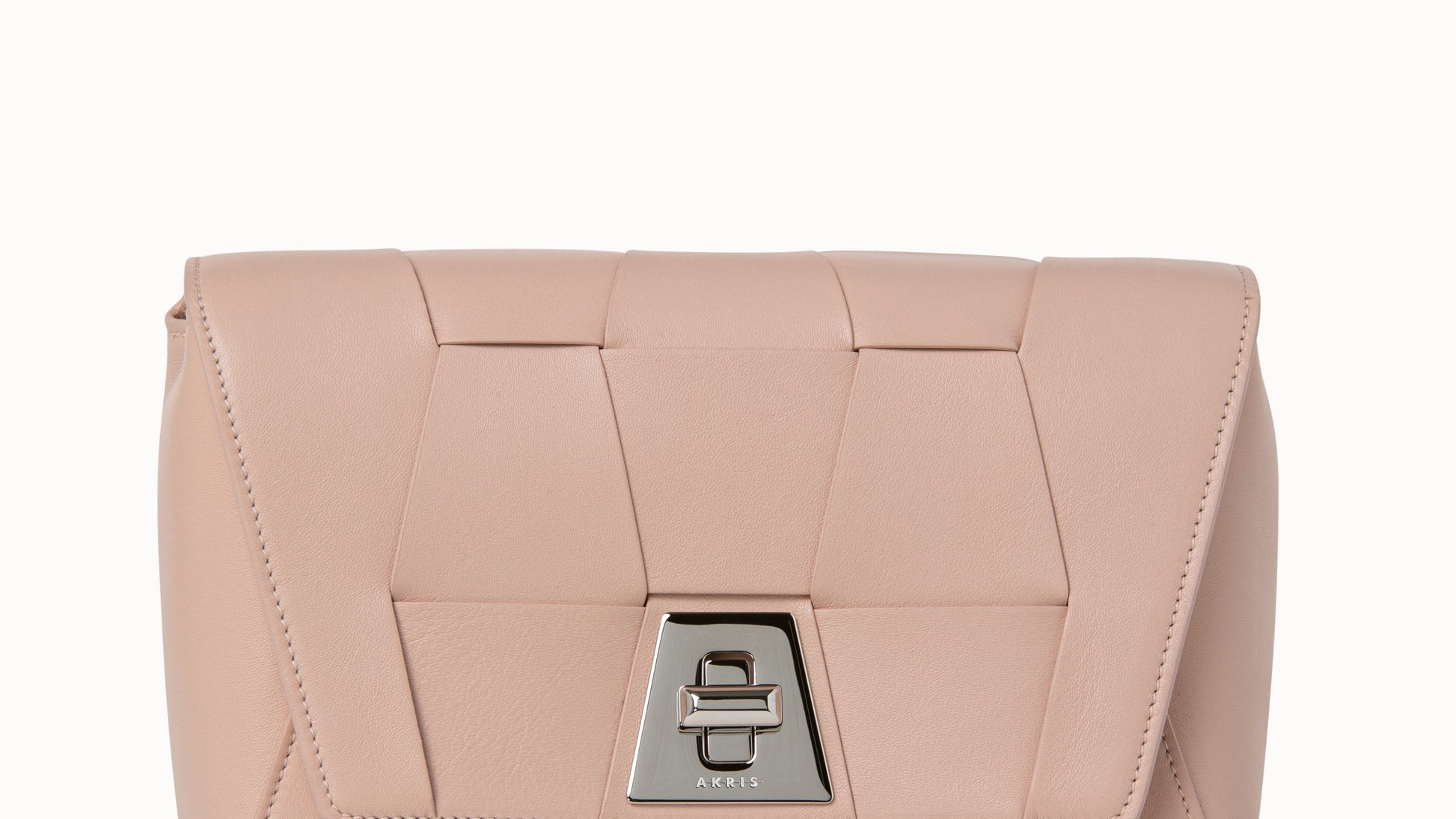 Small Anouk Day Bag in Braided Leather Trapezoids - pink