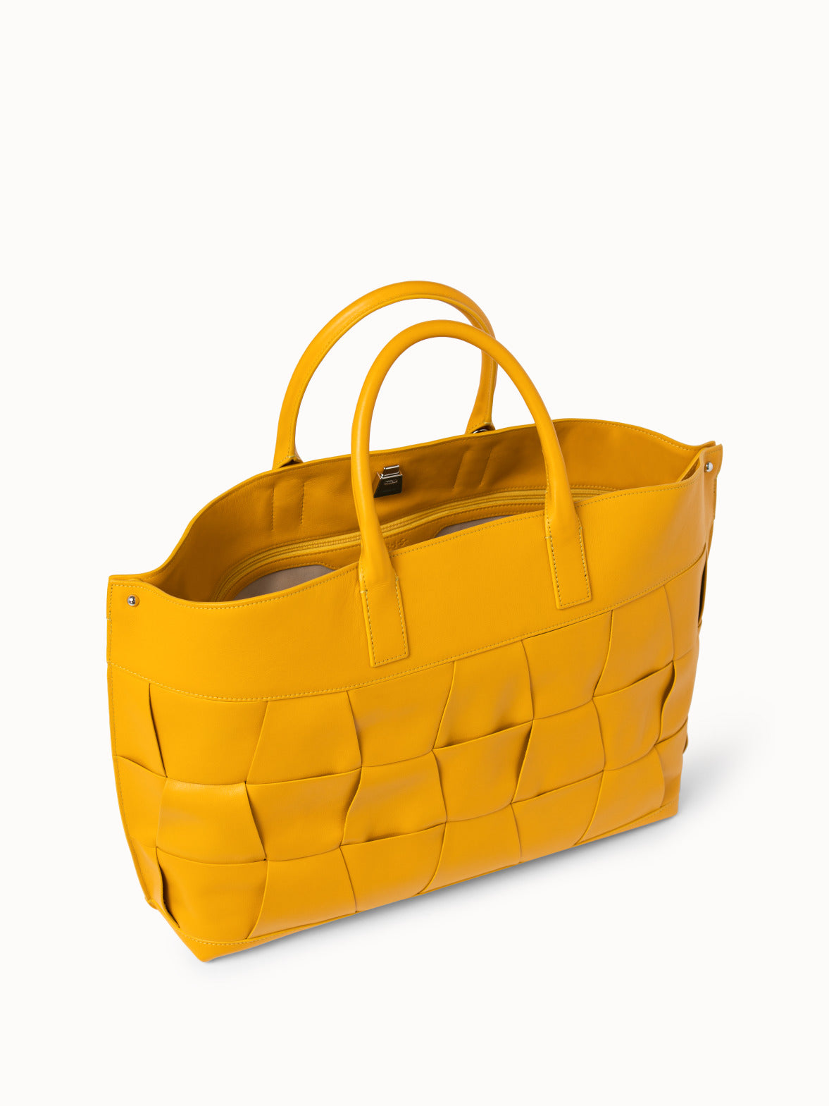 Medium Ai Messenger Bag in Braided Trapezoid Leather - yellow - orange