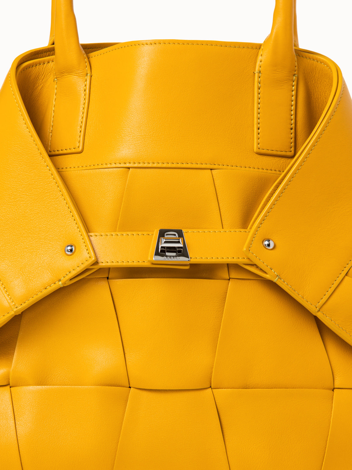 Medium Ai Messenger Bag in Braided Trapezoid Leather - yellow - orange