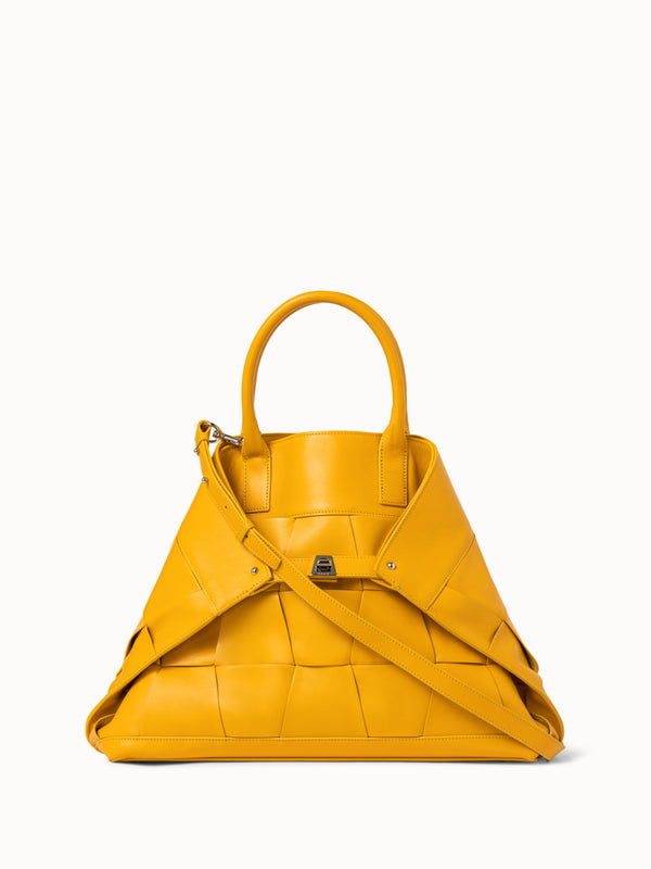Medium Ai Messenger Bag in Braided Trapezoid Leather - yellow - orange