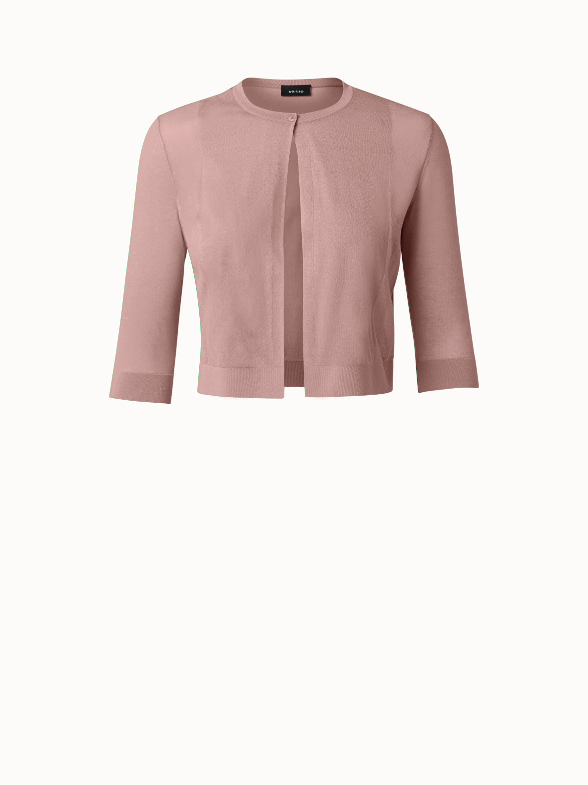 Short Transparent Cotton Blend Knit Cardigan - pink