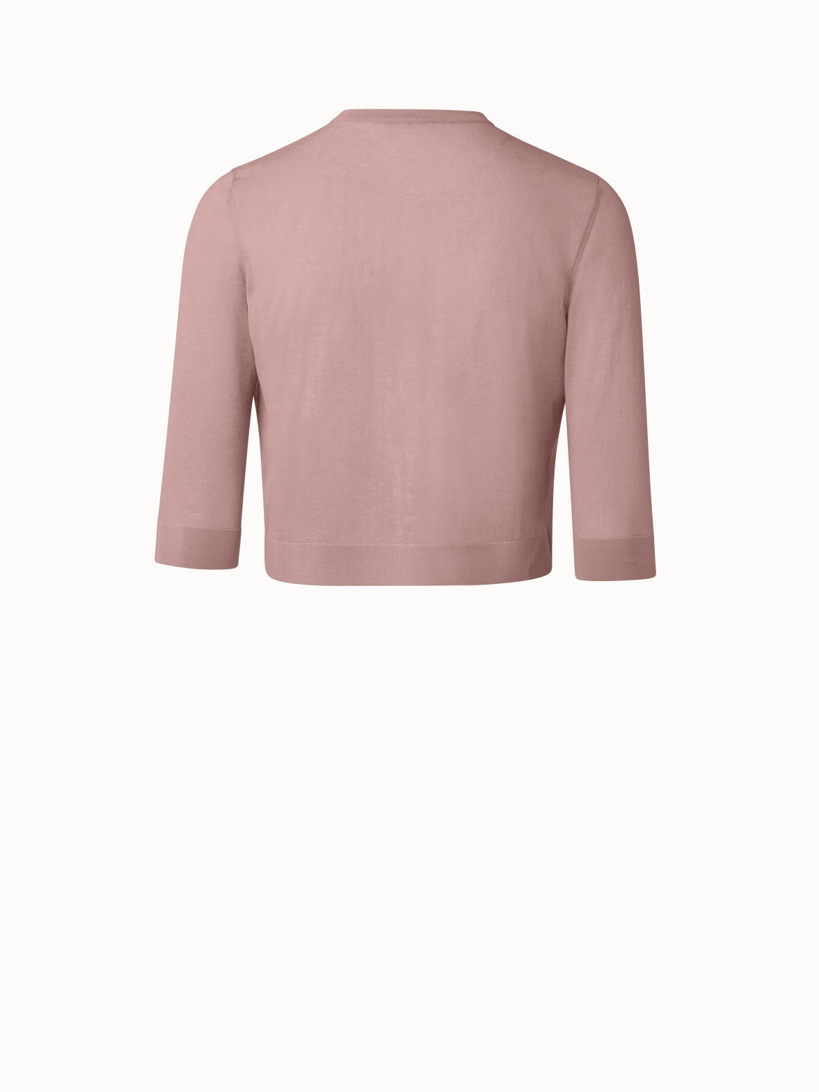 Short Transparent Cotton Blend Knit Cardigan - pink